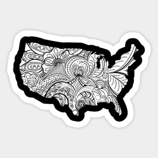 Mandala art map of the United States of America on white background Sticker